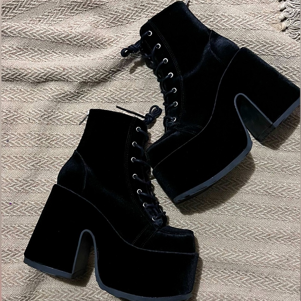 Demonia velvet platform boots